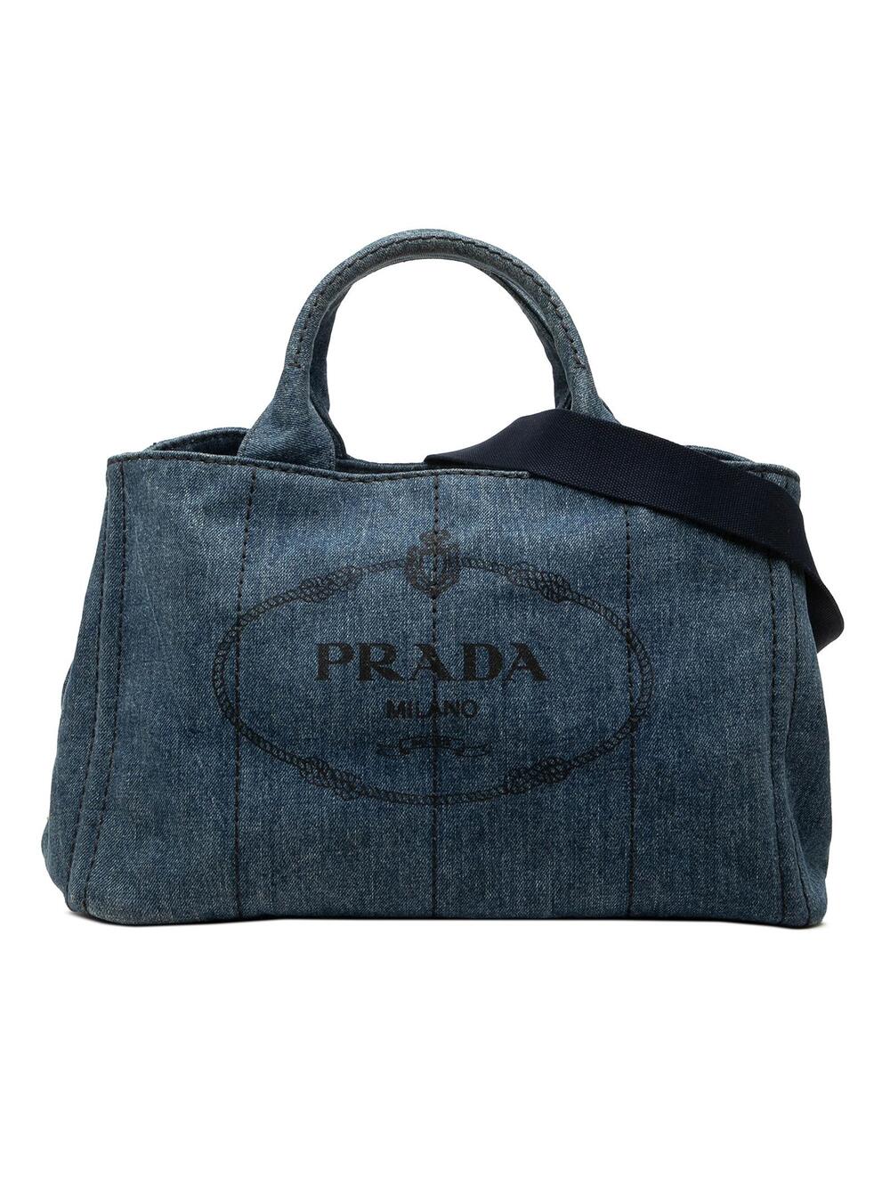 Prada Denim Canapa Logo Tote Pre-Loved #359986P62B